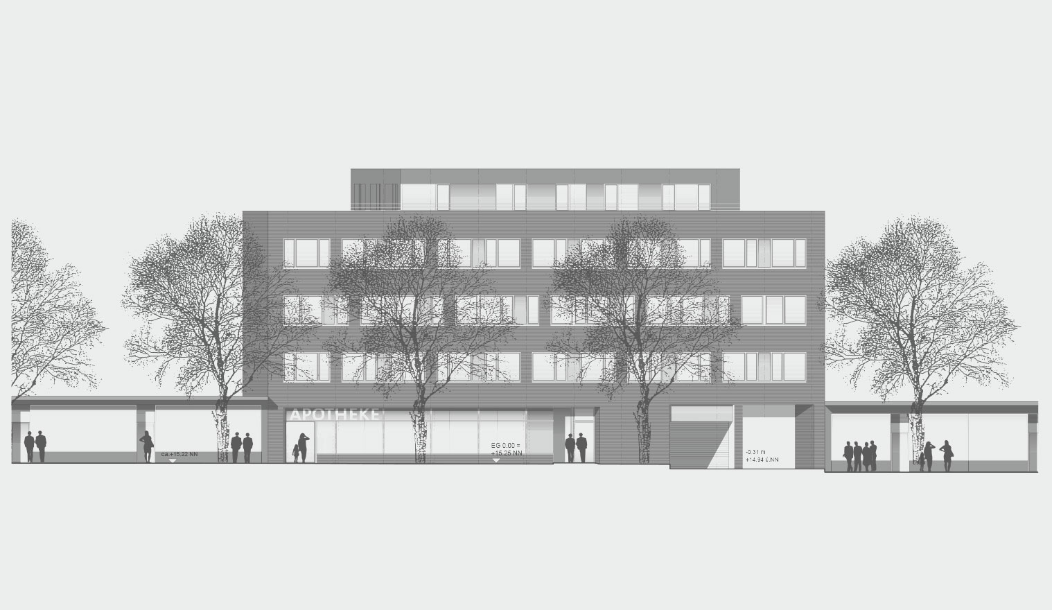 Architekturzeichnung - Diese Zeichnung zeigt ein Bauprojekt für Kapitalanleger in Hamburg – Carl-Petersen-Strasse
