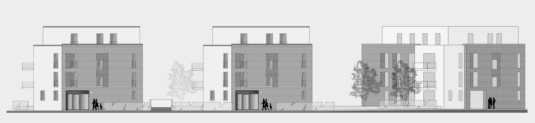 Architekturzeichnung - Diese Zeichnung zeigt ein Bauprojekt für Kapitalanleger in Hamburg Farmsen-Berne