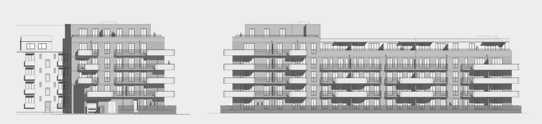 Architekturzeichnung - Diese Zeichnung zeigt ein Bauprojekt für Kapitalanleger in Hamburg Barmbek.