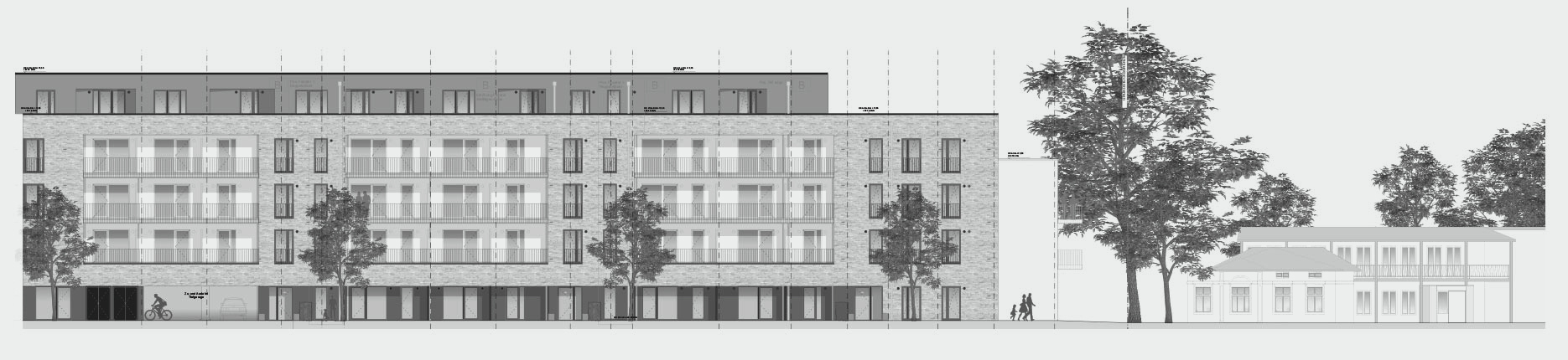 Architekturzeichnung - Diese Zeichnung zeigt ein Bauprojekt für Kapitalanleger in Ahrensburg.